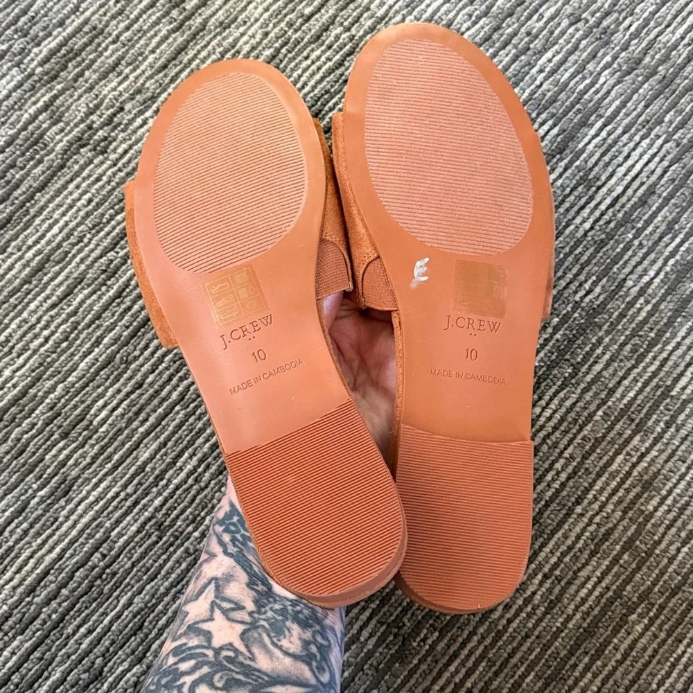 New J.Crew Microsuede Mules Size 10